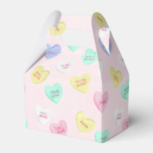 Retro Valentine's Day Candy Hearts on Baby Pink Geschenkschachtel