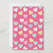 Retro Valentine's Day Candy Hearts on Pink Einladung (Rückseite)