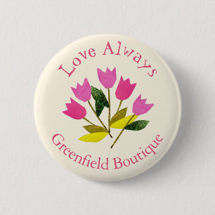 Retro Valentine's Day Liebe immer Blumengeschäft Button