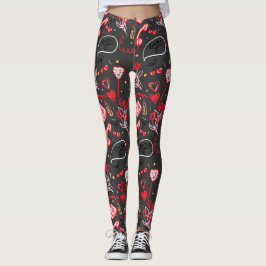 Retro Valentine's Day Love Doodles Leggings