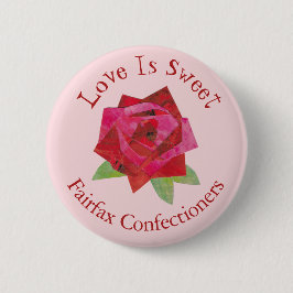 Retro Valentine's Day Rote Rose Florist Boutique Button