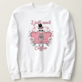 Retro Valentine's Day Skeleton Kaffee Drinker Sweatshirt (Design vorne)