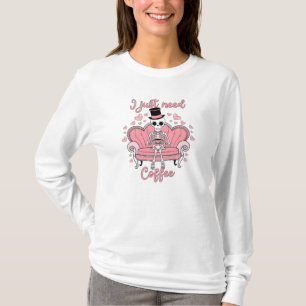 Retro Valentine's Day Skeleton Kaffee Drinker T-Shirt