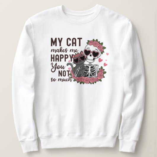 Retro Valentine's Day Skeletton Katzen Mama Sweatshirt (Design vorne)