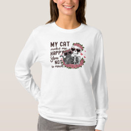 Retro Valentine's Day Skeletton Katzen Mama T-Shirt