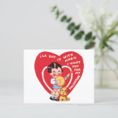 Retro Valentine's Day, Vintage Boy Music Banjo Postkarte (Stehend Vorderseite)
