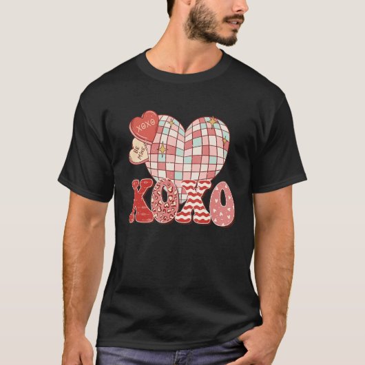 Retro Valentine's Day XOXO Love Disco Heart Valent T-Shirt (Vorderseite)