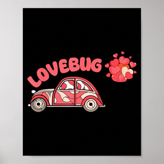 Retro Valentines Lovebug Heart Groovy Valentines M Poster (Vorne)