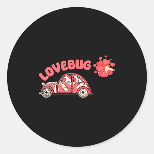 Retro Valentines Lovebug Heart Groovy Valentines M Runder Aufkleber (Vorderseite)