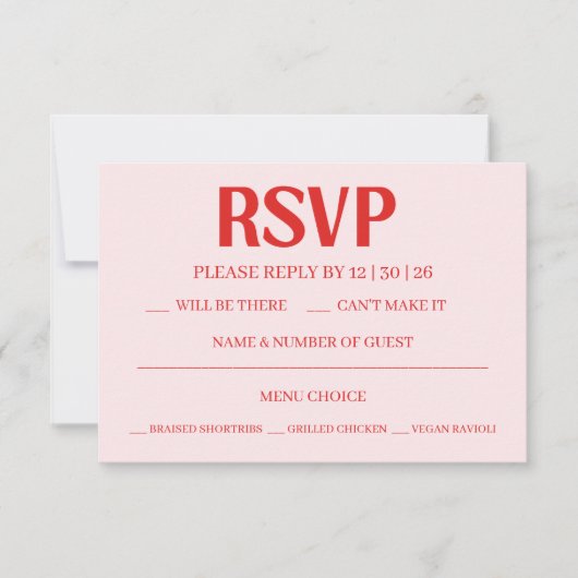 Retro Valentine's RSVP Wedding Reply Card Karte (Vorderseite)