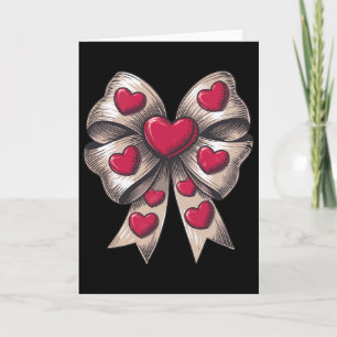Retro-Valentins-Herz Coquette-Schleife für Frauen Karte