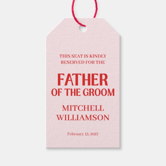 Retro Valentins-Junggesellinnen-Abschied in Rot un Geschenkanhänger (Vorderseite)