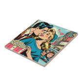 Retro Valentins Liebe Couple Comic Fliese (Seite)