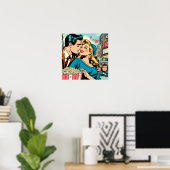 Retro Valentins Liebe Couple Comic Poster (Heimbüro)