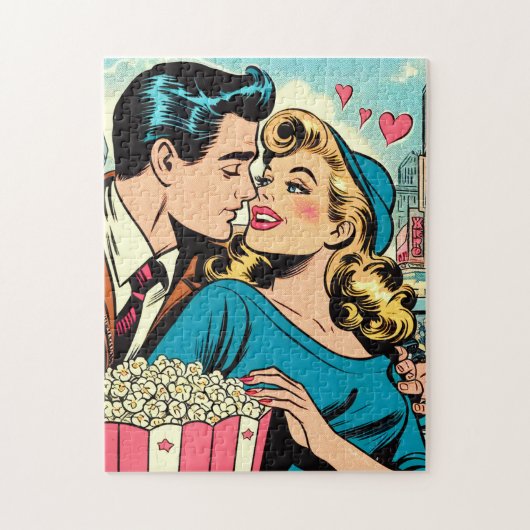 Retro Valentins Liebe Couple Comic Puzzle (Vertikal)