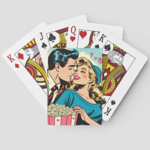 Retro Valentins Liebe Couple Comic Spielkarten