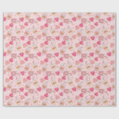 Retro Valentins Wrapping Paper Geschenkpapier (Flach)