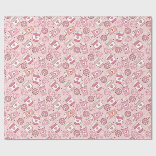 Retro Valentins Wrapping Paper Geschenkpapier (Flach)