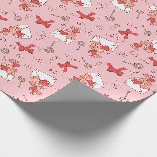 Retro Valentins Wrapping Paper Geschenkpapier (Ecke)