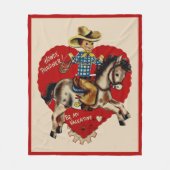 Retro-Valentinsgruß "Howdy, Pardner!" Fleecedecke (Vorderseite)