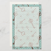 Retro Valentinsgruß-Schlüssel Briefpapier (Vorne/Hinten)