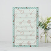 Retro Valentinsgruß-Schlüssel Briefpapier (Stehend Vorderseite)