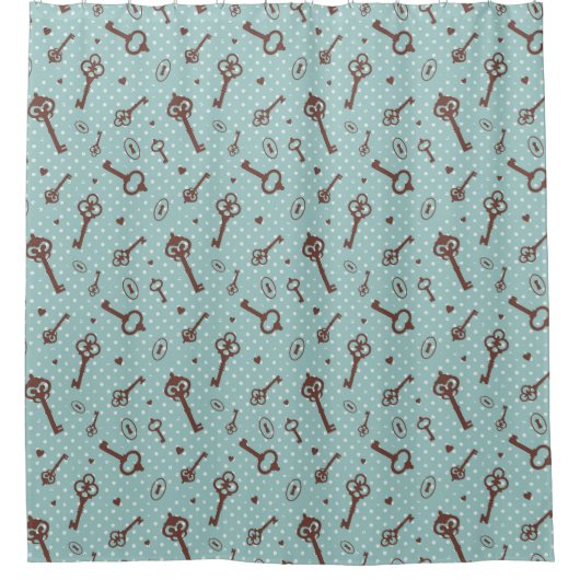 Retro Valentinsgruß-Schlüssel Duschvorhang (Vorderseite)