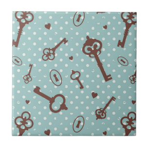 Retro Valentinsgruß-Schlüssel Fliese