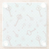 Retro Valentinsgruß-Schlüssel Glasuntersetzer (Rückseite)