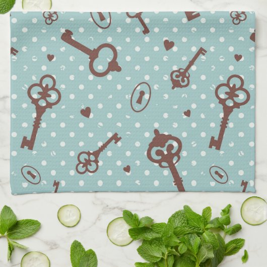 Retro Valentinsgruß-Schlüssel Handtuch (Gefaltet)