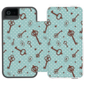 Retro Valentinsgruß-Schlüssel Incipio iPhone Geldbeutel-Hülle (Folio Geöffnet)