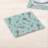 Retro Valentinsgruß-Schlüssel Rechteckiger Pappuntersetzer (angewinkelt)