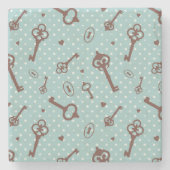 Retro Valentinsgruß-Schlüssel Steinuntersetzer (Vorderseite)