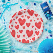 Retro Valentinsherzen Hochzeit Rot Pink Pappteller (Party)