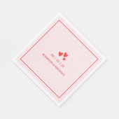 Retro Valentinsherzen Hochzeit Rot Pink Serviette (Ecke)