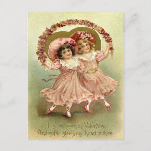 Retro Valentinsmädchen Feiertagspostkarte