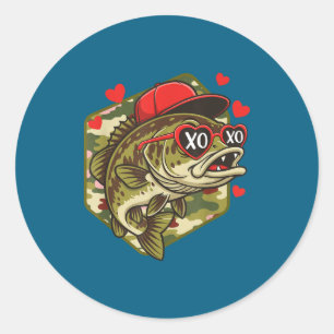 Retro Valentinstag B Angeln Camo Fischer Valentins Runder Aufkleber