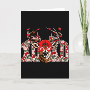 Retro Valentinstag Bockhirsch Jagd Tarnmuster Xoxo Karte