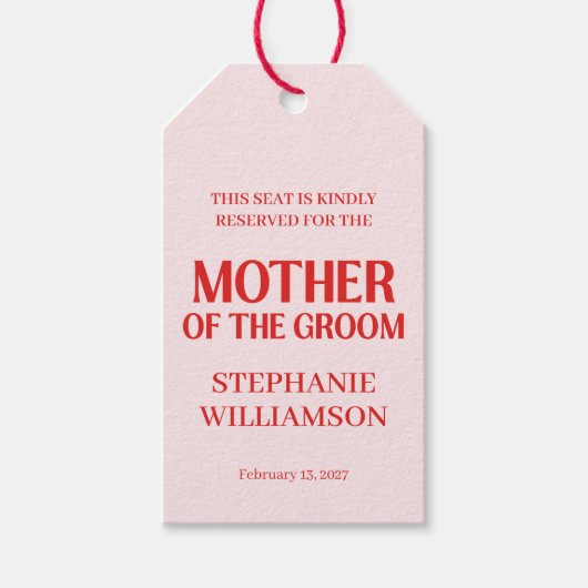 Retro Valentinstag Brautparty Rot Pink Geschenkanhänger (Vorderseite)