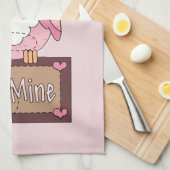 Retro Valentinstag-Eule Geschirrtuch (Viertel Falte)