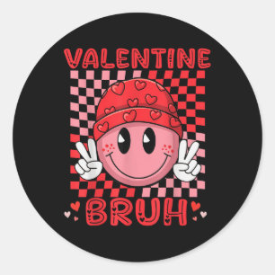 Retro Valentinstag Heart Valentine Bruh Boys Gir Runder Aufkleber