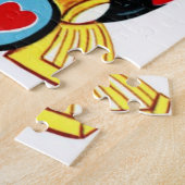 Retro-Valentinstag: Junge auf Zug Puzzle (Seite)