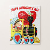 Retro-Valentinstag: Junge auf Zug Puzzle (Vertikal)