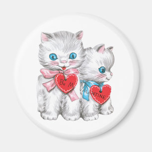 Retro Valentinstag Katzen, Vintage Flauschige Kätz Magnet
