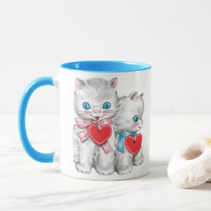 Retro-Valentinstag-Katzen, Vintage-hübsches Kätzch Tasse