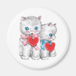 Retro Valentinstag Katzen, Vintage süße Kätzchen Magnet
