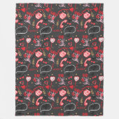 Retro Valentinstag Liebe Doodles Fleecedecke (Vorderseite)