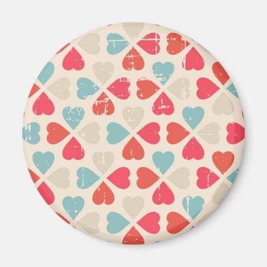 Retro Valentinstag-Muster Magnet (Vorne)
