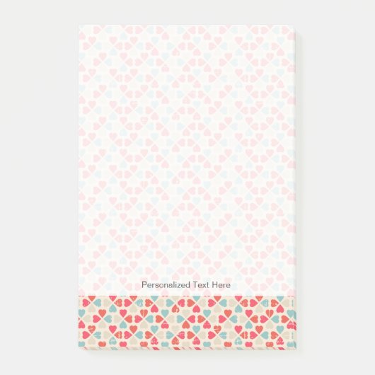 Retro Valentinstag-Muster Post-it Klebezettel (Vorderseite)