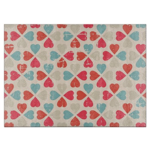 Retro Valentinstag-Muster Schneidebrett (Vorderseite)